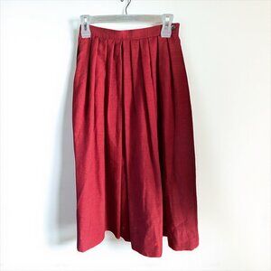 Jaeger Red  Midi Skirt 10 Made Great Britain Vintage A-Line